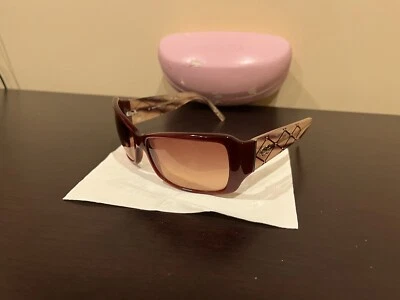 NUEVO Gafas de sol grandes Escada Col. 99N SES 072S beige borgoña + estuche y tela Foto 1 de 4