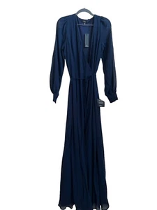 Neu mit Etikett - Lulu's My Whole Heart dunkelblau Maxi Wickelkleid Kleid - Damengröße Medium - Bild 1 von 7
