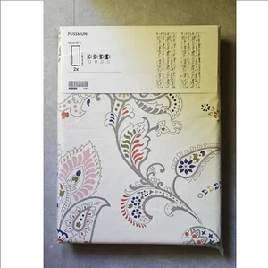 IKEA Pussmun Curtains Drapes Paisley multicolor white 2 Panels Heavy Cotton 98"L - Picture 1 of 10