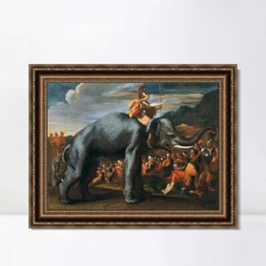 "Arte enmarcado Aníbal cruzando los Alpes en elefante espalda de Nicolas Poussin 20""x24" - Imagen 1 de 5