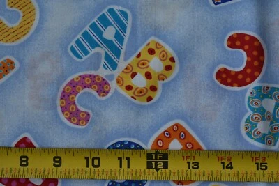 27" Long, Bright Colorful "A-B-C's" on Blue Cotton, Baby Theme,Ollie & Me,P2235 - Image 1 of 4