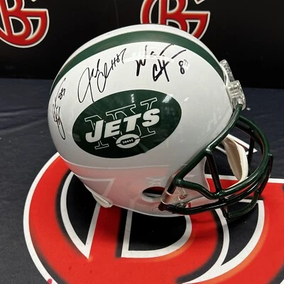 Casco réplica Steiner CX autografiado por Chrebet, Coles & Moss New York Jets Foto 1 de 4