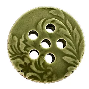 BLUMENFROSCH Keramik Blumenfrosch 3 1/4" grün rund 6 Löcher - Bild 1 von 4