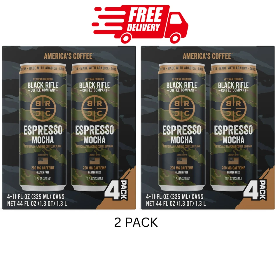 (2 PAC) Black Rifle Coffee Company Espresso Mocha Instant Energy Paquete de 4 11 floz Foto 1 de 1