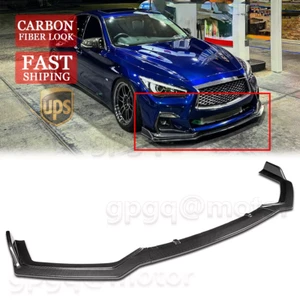 For Infiniti Q50 Sport 2018-2024 Carbon Fiber Front Bumper Lip Spoiler Splitter - Picture 1 of 8