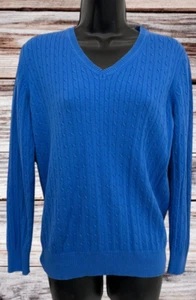 Suéter para mujer Kim Rogers azul real algodón cuello en V talla mediana manga larga - Imagen 1 de 7