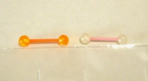 Plastic Post Tongue Barbells Two New Old Stock Lot 1 - Picture 1 of 1