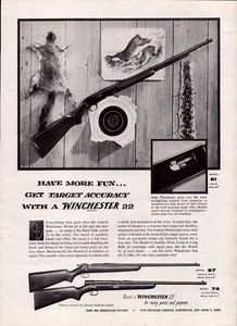 Winchester 22 Rifle Target Accuracy Squirrel Snake 1954 Vintage Print Ad-C-3.2 - Picture 1 of 1