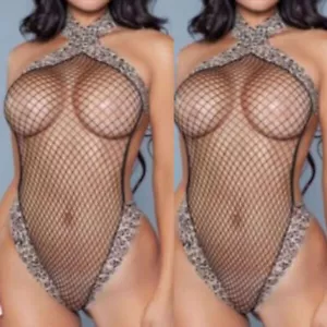 Sexy durchsichtiger Damen-Tanga aus durchsichtigem Netz Body Trikot hochgeschnittener Spielanzug - Bild 1 von 8