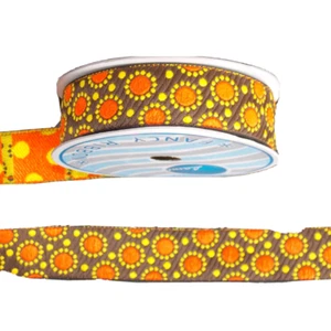 1m 30mm brown orange jacquard embroidered ribbon lace applique motif trimming  - Picture 1 of 1