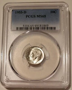 1953 D Roosevelt Dime MS65 PCGS - Picture 1 of 4