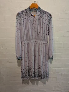 C&A Dress Chiffon Pleated Lilac Floral Print Bardot size EU 42 uk 14 - Picture 1 of 12
