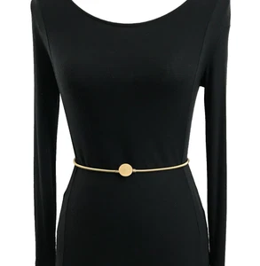 Women's Coil Belt XS-S Gold Slinky Metal Stretch Skinny Disco Dress Classic - Picture 1 of 10