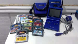 Nintendo Game Boy Advance SP - Azul Cobalto 12 Juegos - Fundas ALMACENAMIENTO - Imagen 1 de 12