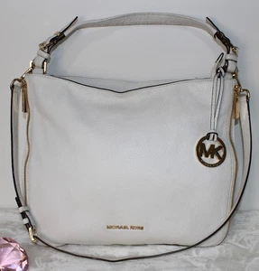 Michael Kors Essex Optic White Pebbled Leather Large Crossbody Shoulder Bag - Picture 1 of 21