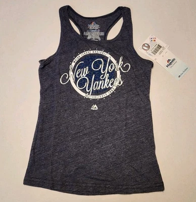 Camiseta sin mangas New York Yankees Razor Back talla grande 14 pedrería juvenil para niñas nueva con etiquetas Foto 1 de 4