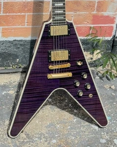 2011 Gibson Flying V "Custom" Purple Flame Top 1 of a kind from the Custom Shop. - Picture 1 of 16