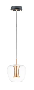 Newton 1-Light LED Pendant in Black with Gold - Picture 1 of 1