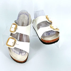 Birkenstock Size 39 US 8-8.5 Narrow Arizona Cream Ecru Off White Leather Sandals - Picture 1 of 14