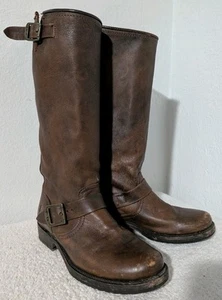 Vintage FRYE Women’s Veronica Slouch Leather Riding Tall Boots Sz 11 Brown - Picture 1 of 14