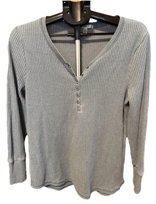 Camisa Henley SEVEN7 Para Mujer Lg Térmica Tejida Gofre A Presión Azul Térmica Foto 1 de 4