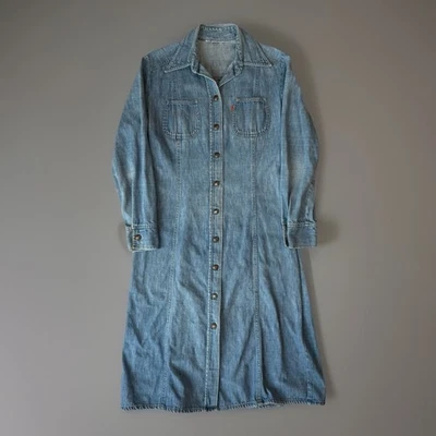 Vintage Levis Orange Tab Denim Dress Women's M Blue 70s Made in USA Western Glam - Image 1 of 4