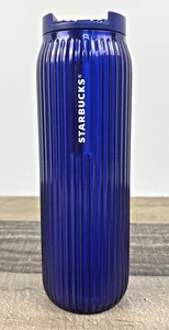 STARBUCKS 2024 Holiday Blue Ribbed Stainless Steel Vacuum Insulated Tumbler NEW - Picture 1 of 9