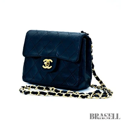 Bolso de Hombro Chanel Mini Matelassé Piel de Cordero Cadena A01115 Solapa Negro Mujer Foto 1 de 4
