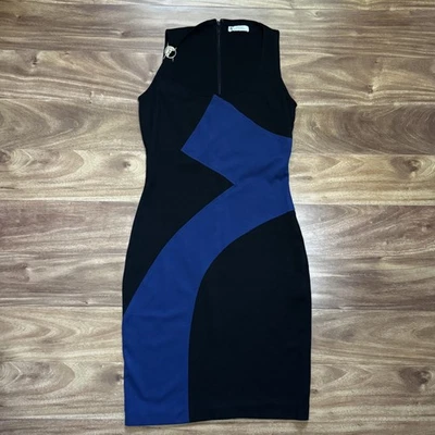 Vestido VERSACE Bodycon Funda Negro Azul Marino Mangas Menos Metal Dorado LOGO Mujeres TALLA 42 Foto 1 de 4