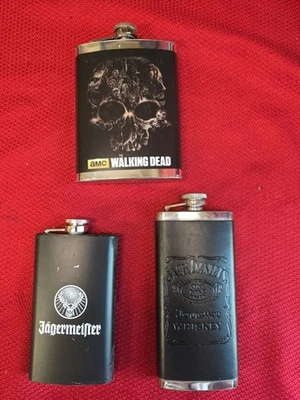 Set Of 3 Flasks Walking Dead, Jagermeister, Jack Daniels - Image 1 of 2