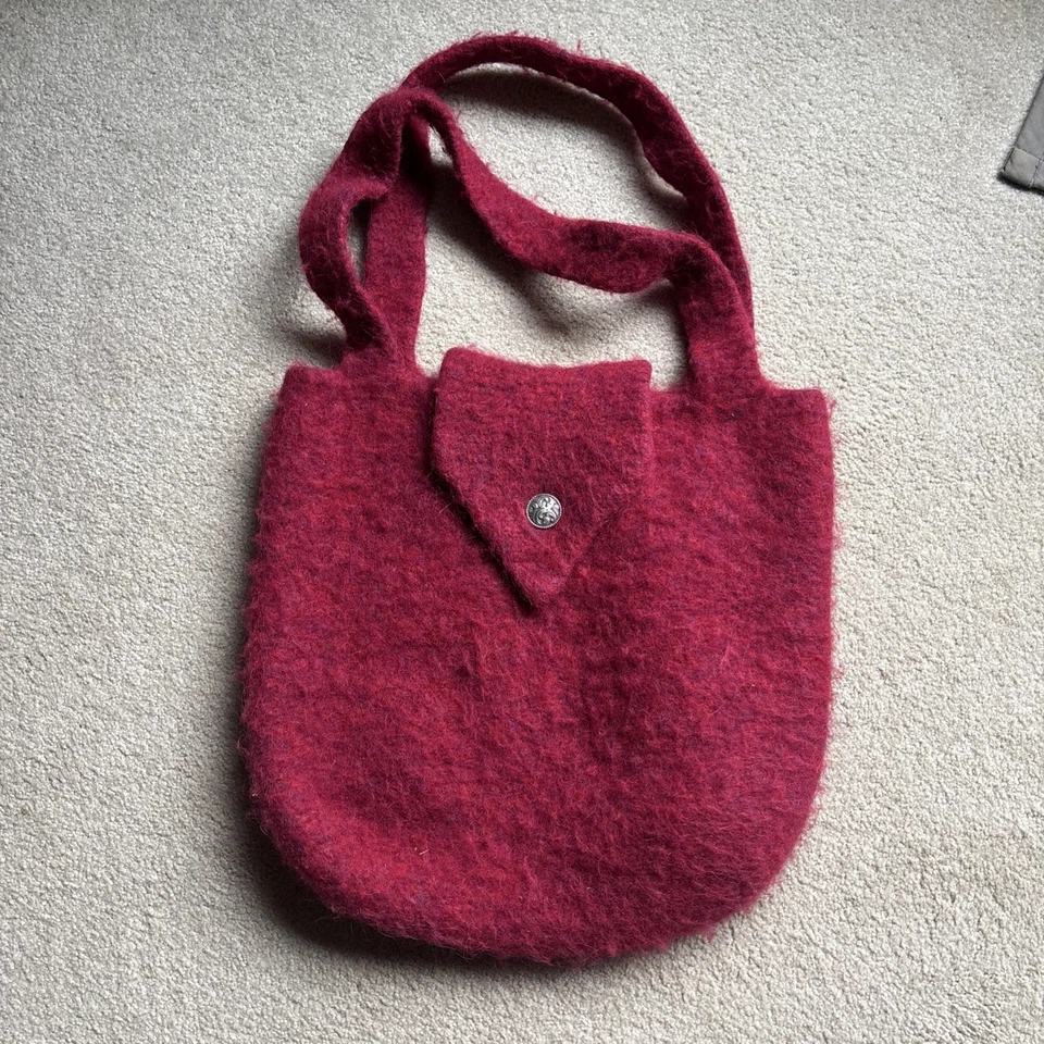 Cartera grande de lana roja vintage Foto 1 de 4