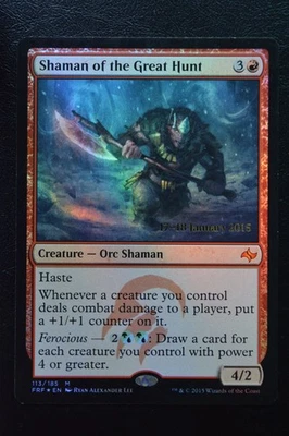 MTG SHAMAN OF THE GREAT HUNT FOIL Fate Reforged Prerelease LP Played - Image 1 of 2