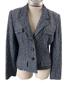 Carlisle blazer Size 8 shoulder pads silk wool blend lined vintage tweed - Picture 1 of 6