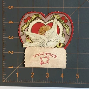 Antique Vintage LOVE’s TOKEN Fold Down Valentines Day Greeting Card - Picture 1 of 3