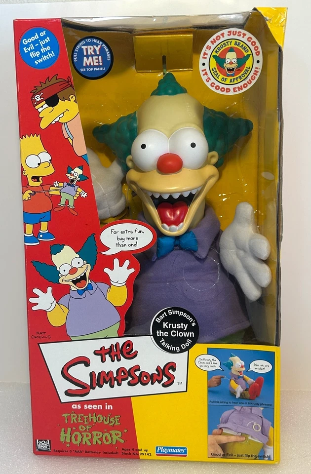 辛普森一家恐怖树屋 Krusty the Clown 会说话的娃娃 2001 年玩伴新品 — 第 1/4 张图片