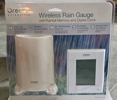 Oregon Scientific Wireless Rain Gauge - Rainfall Memory & Digital Clock - NEW - Image 1 of 4