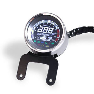 12V Universal LCD Digital Odometer Speedometer Tachometer Gauge Cafe Racer ATV