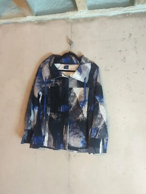 Chaqueta Jockey VINTAGE Mujer Mediana Azul Negro Gris Cremallera Completa Foto 1 de 4