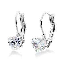 555Jewelry Womens Love Stainless Steel Heart Cubic Zirconia Lever Back Earrings