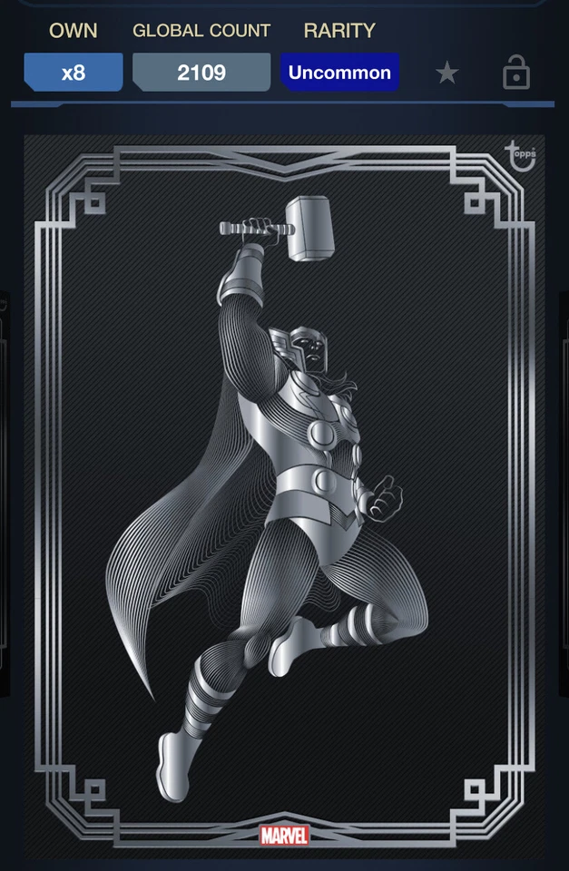 Topps Marvel Collect DIGITAL TOPPS DECO SILVER THOR  - Image 1 of 1