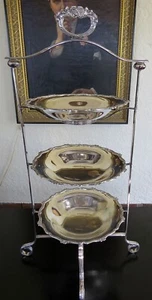 English Silverplate Daniel & Arter EPNS 3 Tier Cake Tray Tower Sheffield 1908 - Bild 1 von 12