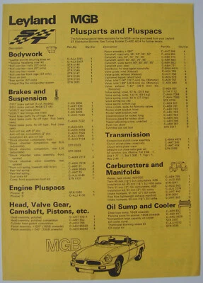 MGB Plus Parts Original  Single Sheet leaflet 1977 March AKM 3303 - Image 1 of 2