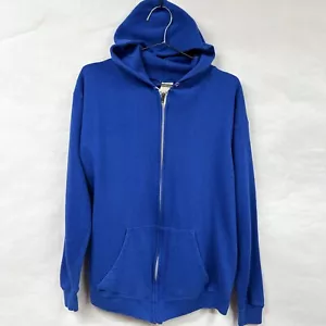 Sudadera con Capucha Vintage Azul Cremallera Completa Mediana Hecha en EE. UU. Azul Marino Sudadera con Capucha - Imagen 1 de 13