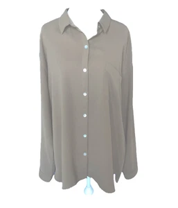 J. Jill Relaxed Shirttail Blouse Women's Size X-Large Brown Button Down Crepe - Picture 1 of 8