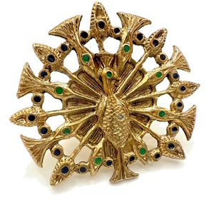 Anillo House of Harlow chapado en oro esmalte pavo real - Imagen 1 de 7