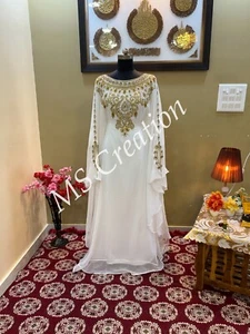 SALE Gold Ari Work Embroidery kaftan African Attire Bridesmaid Wedding Dress 503 - Picture 1 of 6