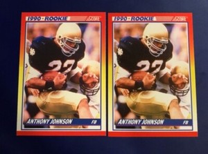 1990 Score # 624 ANTHONY JOHNSON Rookie Lot 2 Colts NOTRE DAME Nice ! 