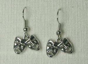 Happy and sad earrings,silver or gold or brass color,drop/dangle,hook,handmade - Picture 1 of 11
