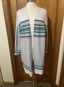 Talbots Fair Isle Holiday nordischer Pullover offene Strickjacke plus 2X weich kuschelig weiß - Bild 1 von 10