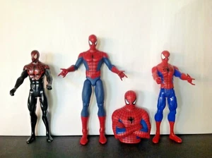 Lot of Four Marvel/Hasbro Amazing Black Blue Spiderman Figures and Coin Bank - Picture 1 of 11